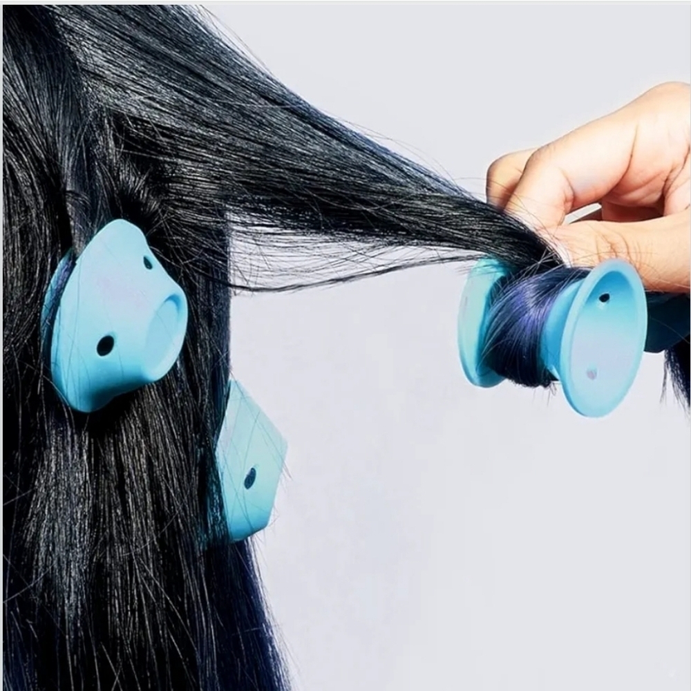 🎁Pink Hair Drying Cap and 20 Piece Silicone Hair Curlers Set - Picture 4 of 9